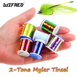 Wifreo, 2 uds/6 uds., oropel plano de Mylar de 2 tonos, oropel Flashabou de 2mm de ancho, Material de atado de moscas para ninfas, serpentina, Señuelos de Pesca de trucha