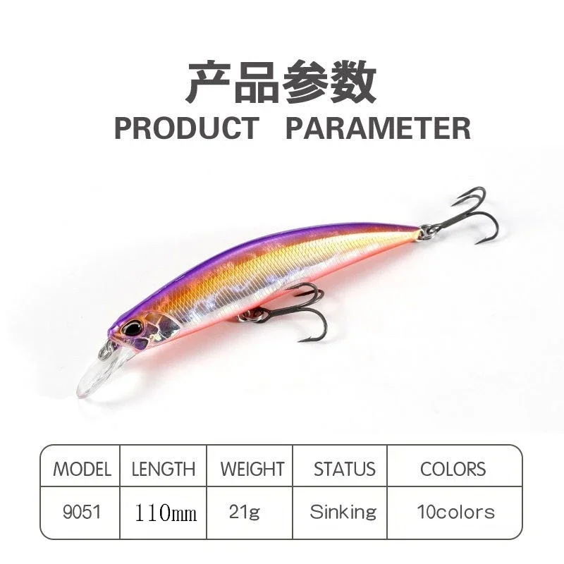 Minnow-Señuelos de Pesca, Swimbait Ice Fish Crankbait, Whopper Plopper Sinking Bass,Deep Diving Lure, Japan Tackle Pesca, 21g, 110mm - imagen 3