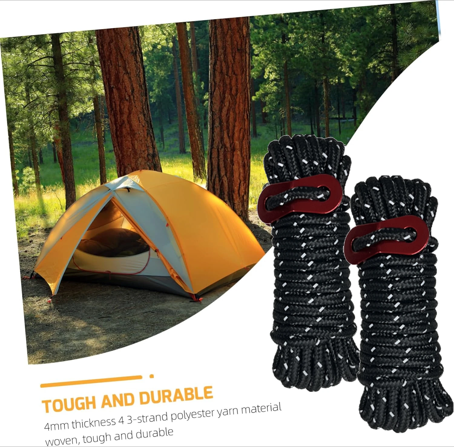 Cuerda a prueba de viento de 4mm y clavos para el suelo, cuerdas para tienda de campaña para exteriores, cuerda para acampar para tienda de senderismo, lona, dosel, accesorios, 2/4 Uds. - imagen 5