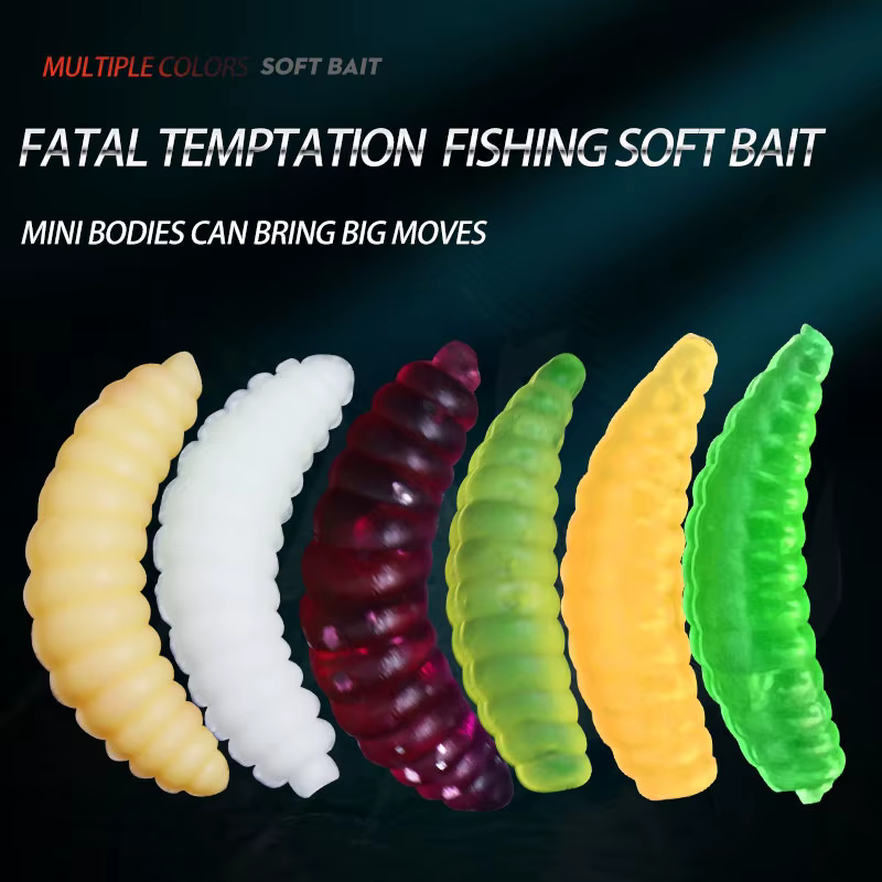 50 Uds. De gusanos de goma, gusanos falsos, señuelos de pesca de lubina, cebo de gusano suave, olor, aparejos de pesca de carpa, gusano de pan Artificial - imagen 2