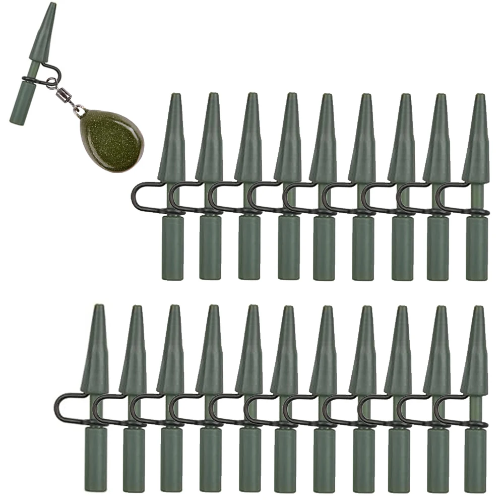 20 piezas clip de plomo de seguridad para carpa y gomas de cola para carpa gruesa preatada pesca carpa aparejo para el cabello accesorios de aparejos finales