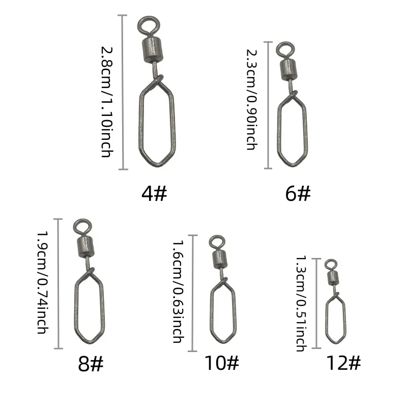 50/200 piezas de conector de clavija cuadrada giratoria de acero inoxidable, anillo de 8 figuras, accesorios de pesca - imagen 2