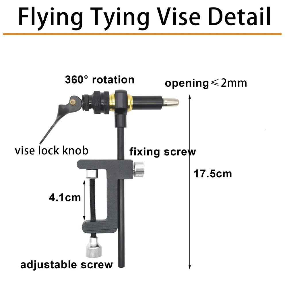 Kit de herramientas de tornillo de banco para atado de moscas Abrazadera en C de latón 360 ° Soporte de hilo de bobina de acabado de látigo de rotación con materiales de pesca con mosca - imagen 3