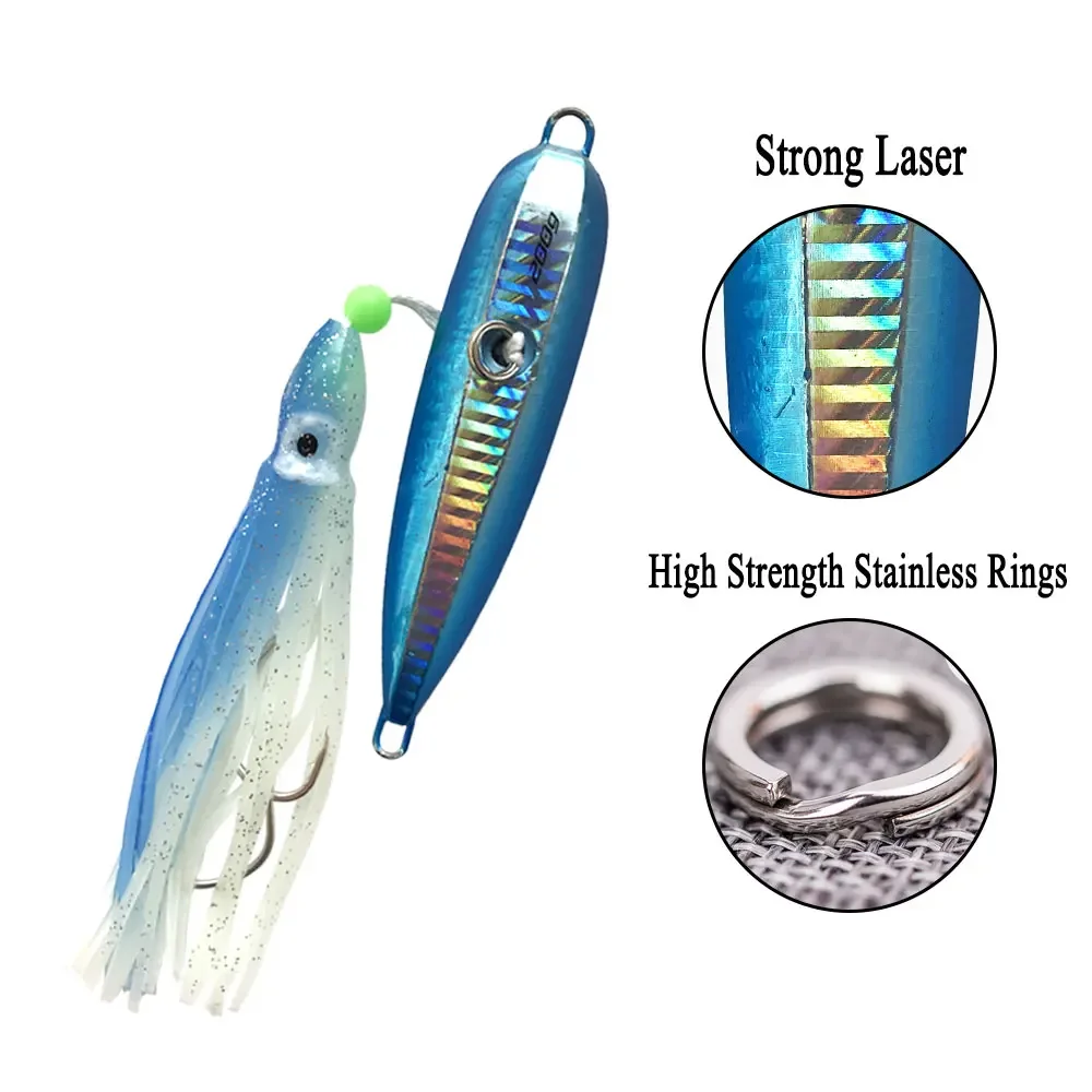 1 unidad Inchiku 80g100g120g150g200g250 Jig cabeza de Metal falda de pulpo Kingfish pargo cerámica señuelo de Jigging lento cebo de pesca artificial - imagen 4