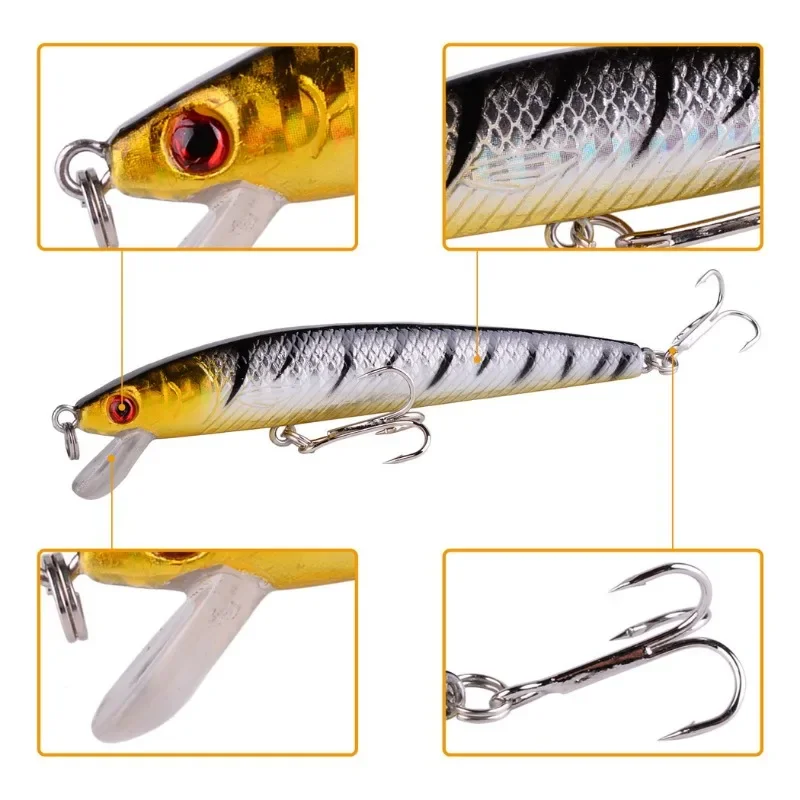 Señuelos de Pesca de pececillos japoneses, cebo duro flotante, Wobbler Artificial, Crankbait, perca de carpa, aparejos de pesca, 10,5mm, 8,3g, 1Pc - imagen 5