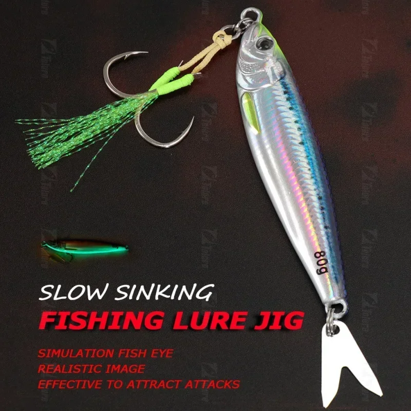 Señuelo de plantilla de Metal de hundimiento rápido, plantilla de Metal Vertical impresa en 3D, 40g, fundición a tierra para agua salada - imagen 4