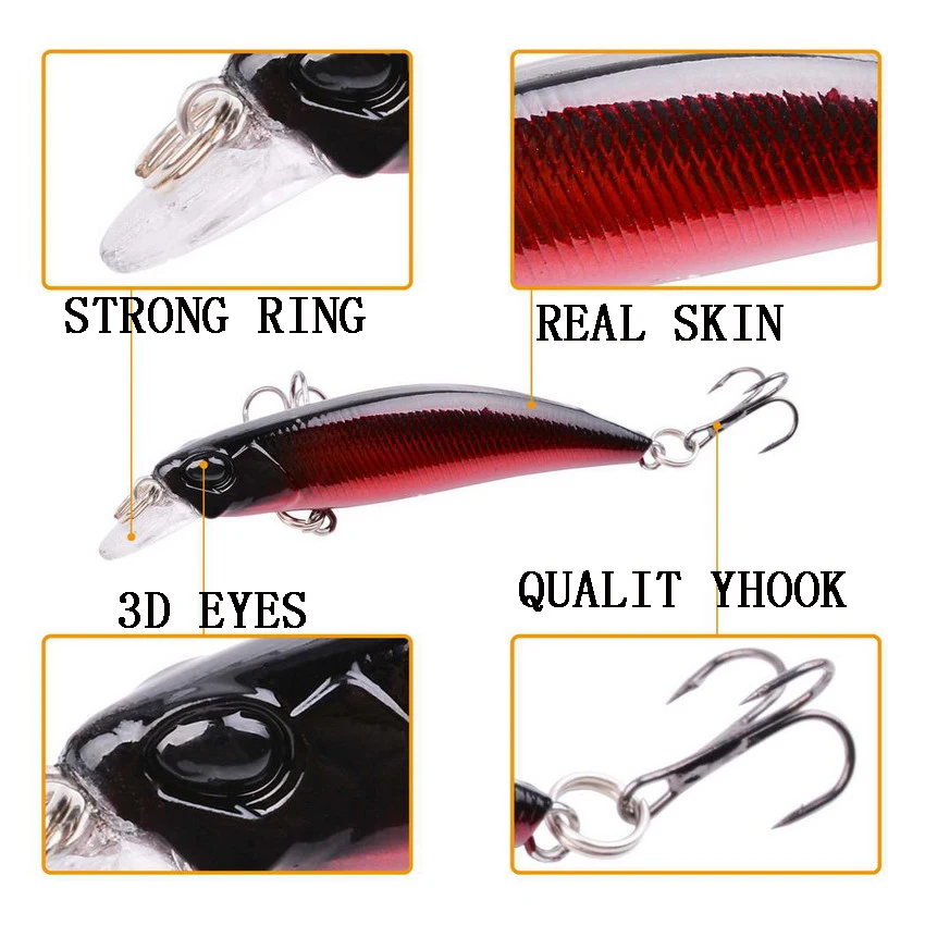 Juego de Señuelos de Pesca de 53 Uds., cebo duro de pesca, Mini pececillo, columpio flotante, Crankbait Crazy Wobblers, señuelos de manivela biónicos artificiales - imagen 3