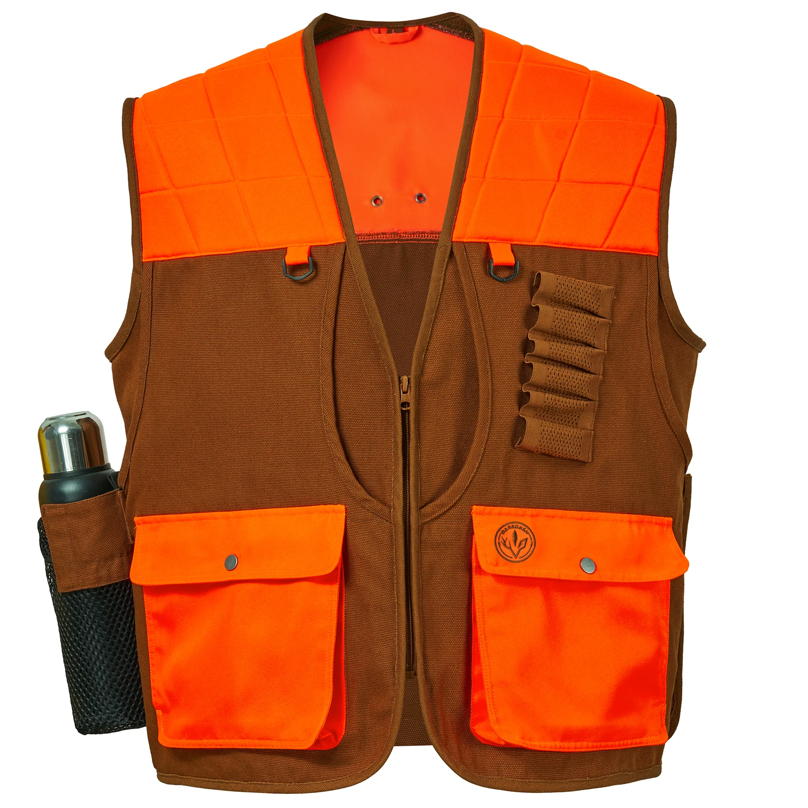 Bassdash Unisex Upland Game Field Chaleco de caza de aves resistente al agua con múltiples bolsillos Marrón/Naranja Hombres Mujeres FV11 - imagen 4