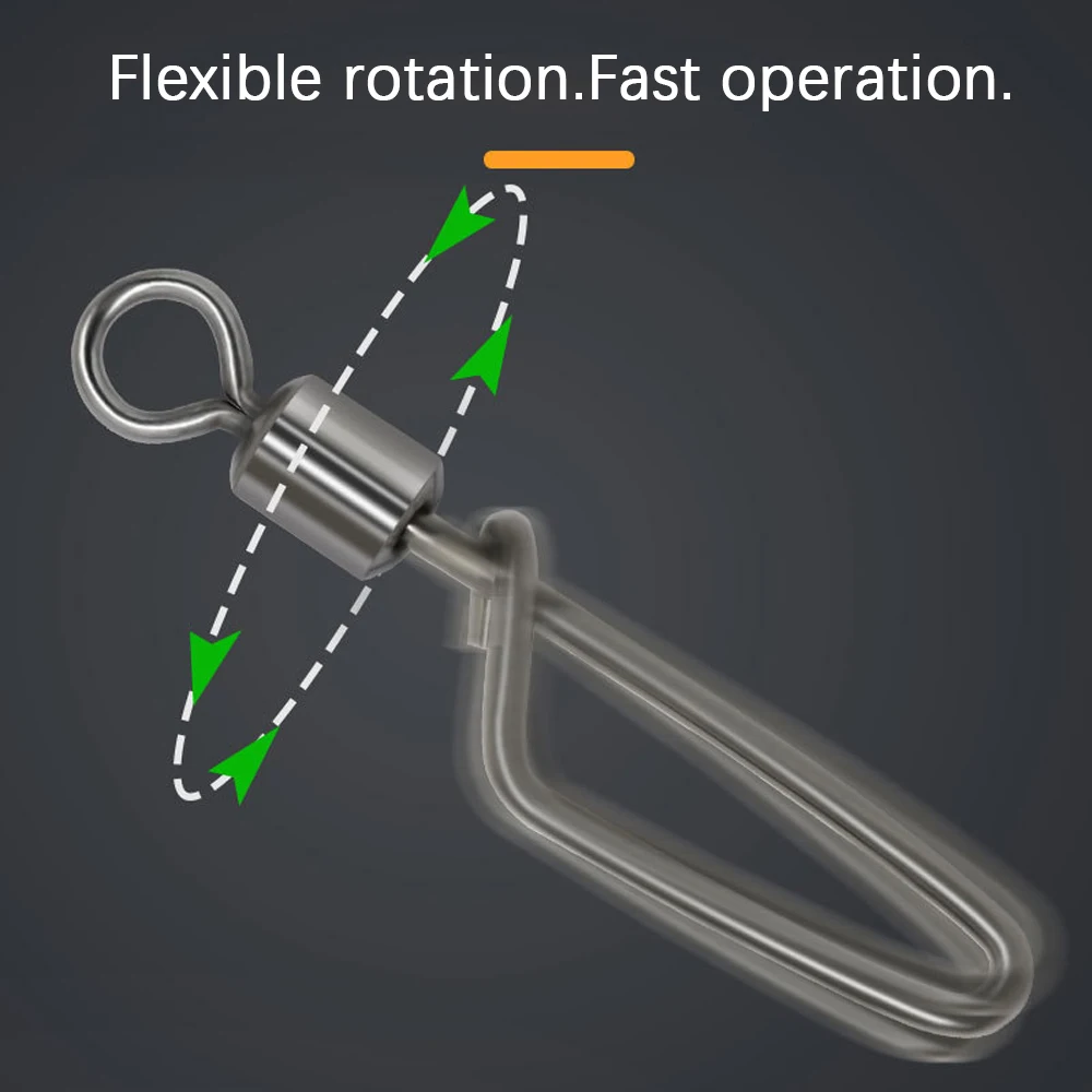 DNDYUJU 20-50 Uds. Giratorios de pesca y conector a presión giratorio con anzuelos de pesca a presión de acero inoxidable, aparejos de productos de pesca - imagen 3