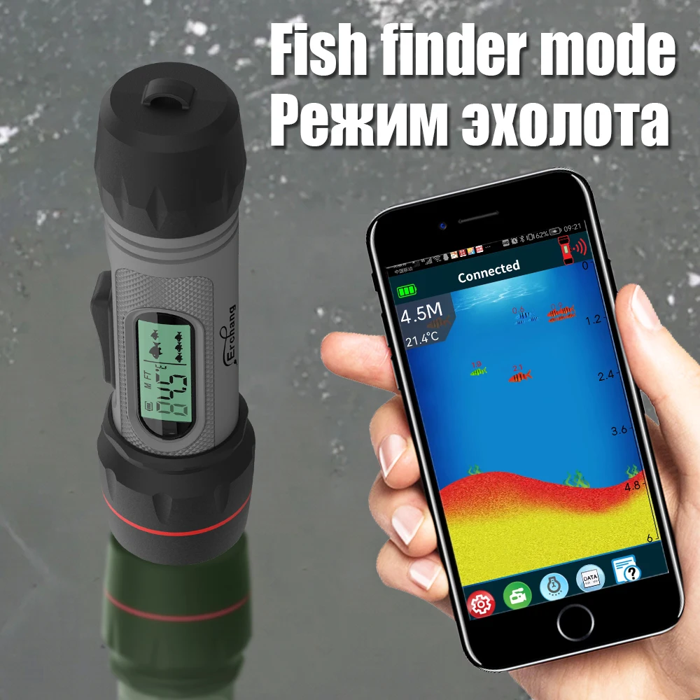 Buscador de peces inalámbrico para pesca en hielo, Sensor de 90 m de profundidad, temperatura Erchang f12b, Invierno - imagen 3