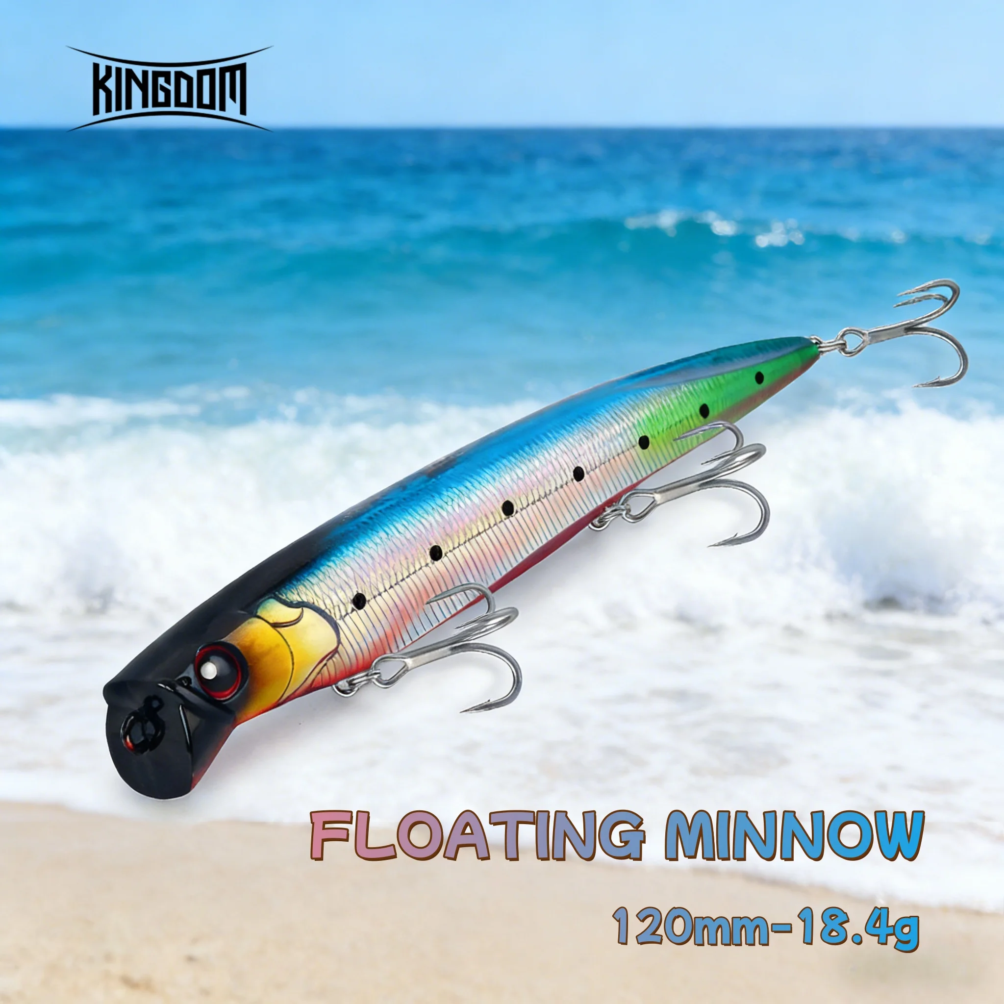 Señuelo de pesca Kingdom Minnow, 120mm, 18,4g, Wobblers duros artificiales flotantes, Jerkbait Topwater, pesca de Lucio de lubina de agua salada