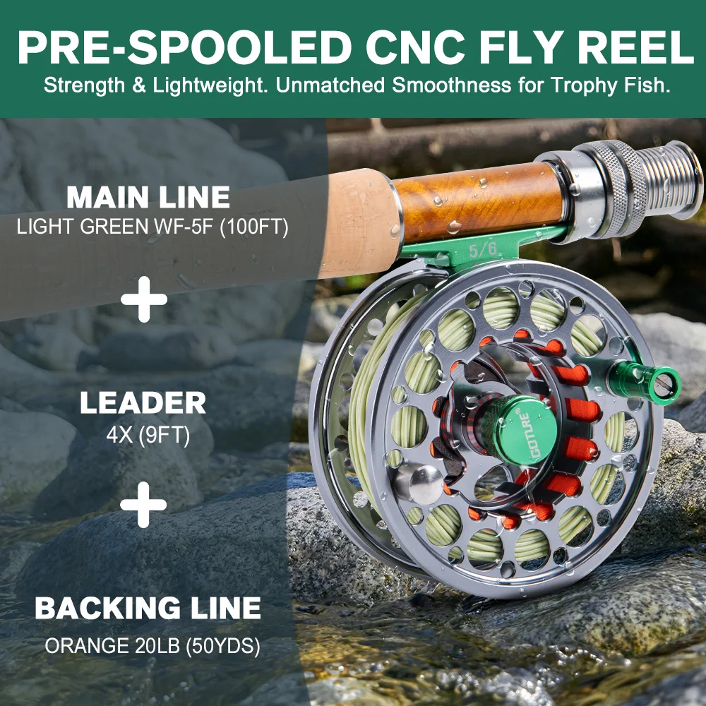 Carrete de pesca con mosca CNC Goture con línea principal (WF5 WF6) Juego de aleación de aluminio de alta velocidad 5/6 volante accesorios de pesca al aire libre - imagen 2