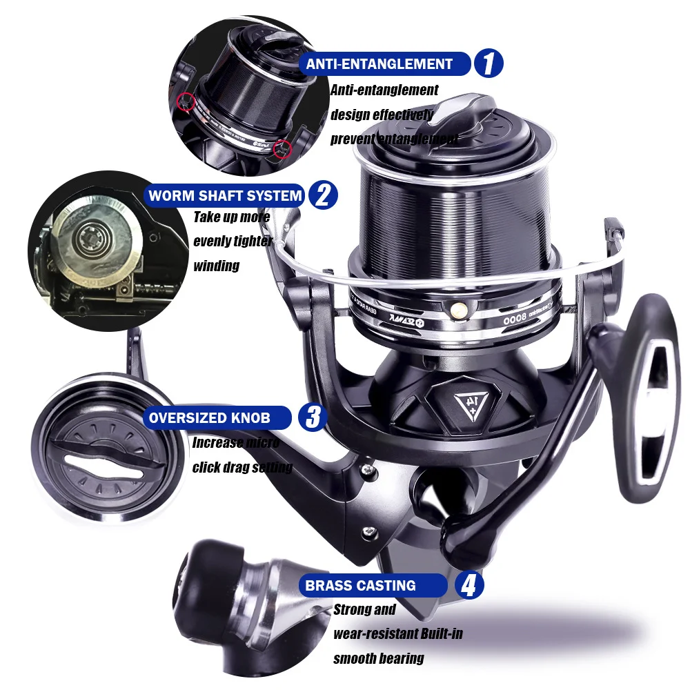 Carrete giratorio TUNA TKR Metal – Arrastre 27kg para jigging y curricán - imagen 4