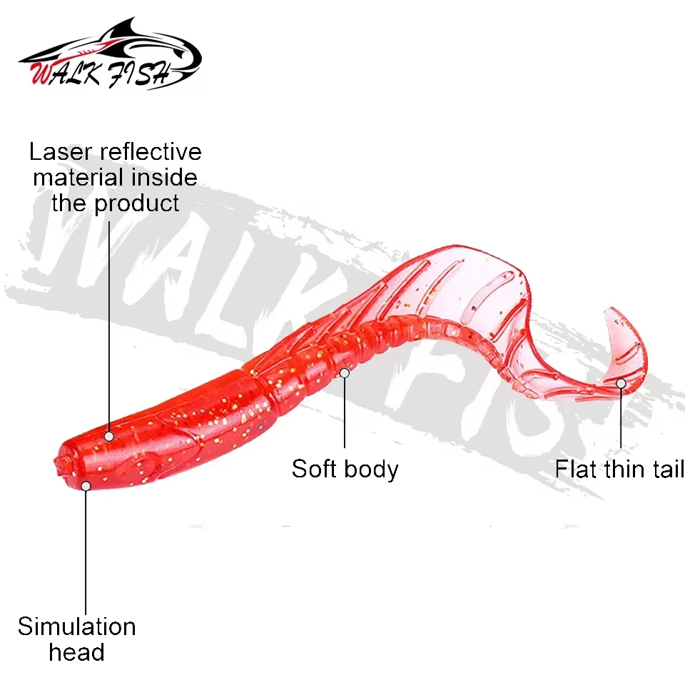 WALK FISH 10 Uds 6cm/8cm 2g/4g señuelo de pescado suave cebo gusanos señuelos de silicona artificiales Lucio señuelos de peces trucha de lubina de agua dulce - imagen 2
