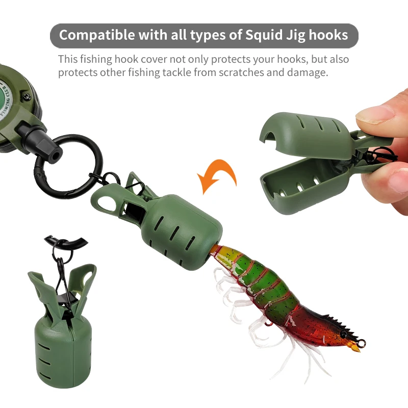 Protector de cebo de plantilla de calamar, anzuelos de pulpo, cubierta de anzuelos de sepia, tapa de señuelo de paraguas con hebilla retráctil, 4 piezas, nuevo - imagen 5