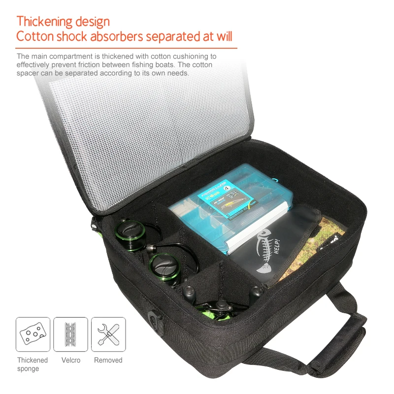 Bolsa grande para aparejos de pesca, estuche para carrete de pesca, impermeable, Oxford, almacenamiento multifunción, novedad - imagen 3