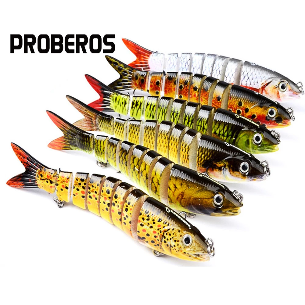 Señuelo de pesca de 8 segmentos: cebo de pesca biónico multiarticulado, Wobblers de hundimiento para hundimiento lento y equipo de pesca en hielo, 1 Uds.
