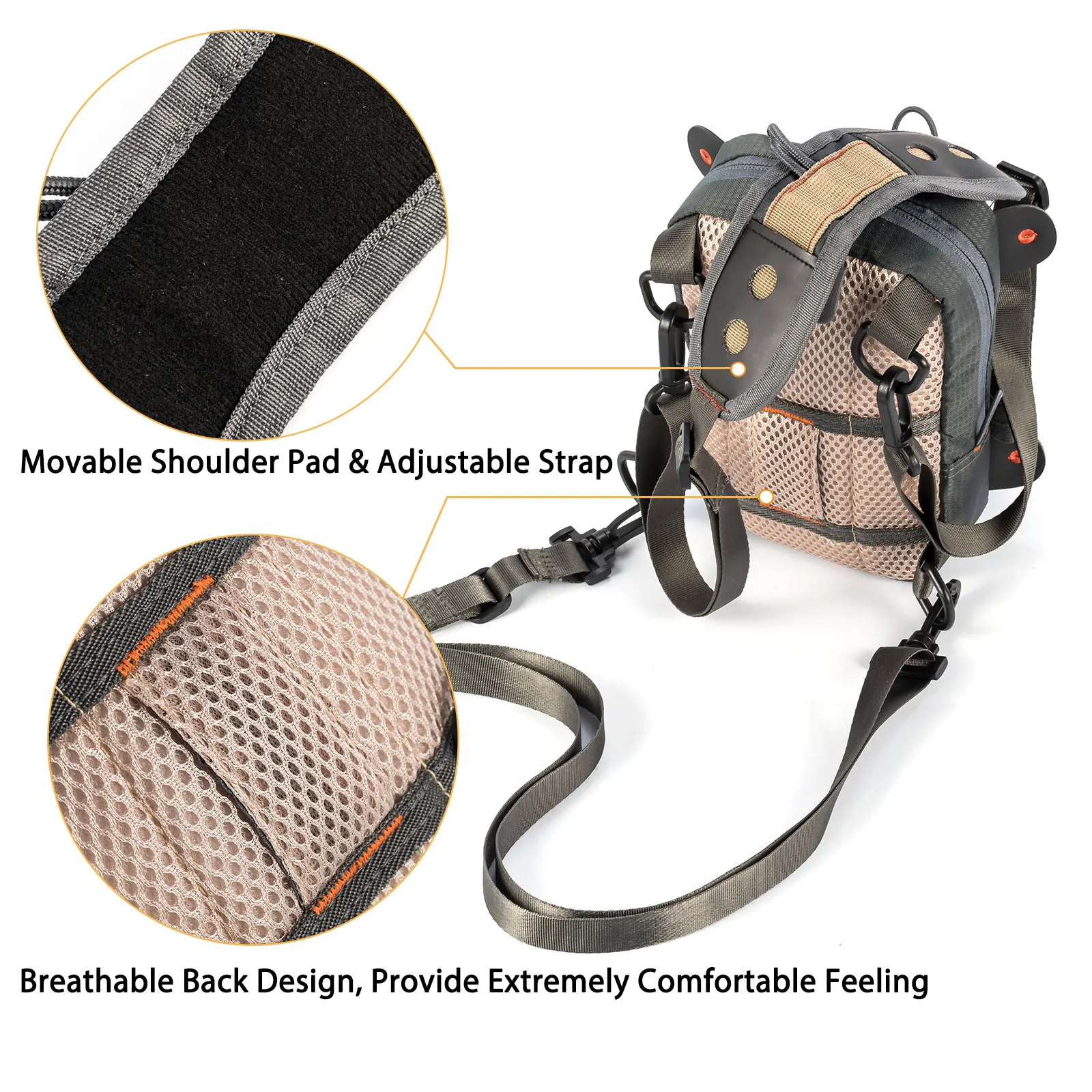 Bolsa de pecho pesca mosca transpirable ajustable SBS doble - imagen 3