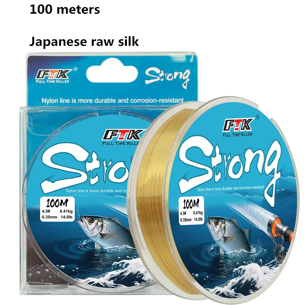 Línea de pesca de nailon de alta resistencia importada de Japón, con sublínea de 100 metros para aparejos y suministros de pesca al aire libre
