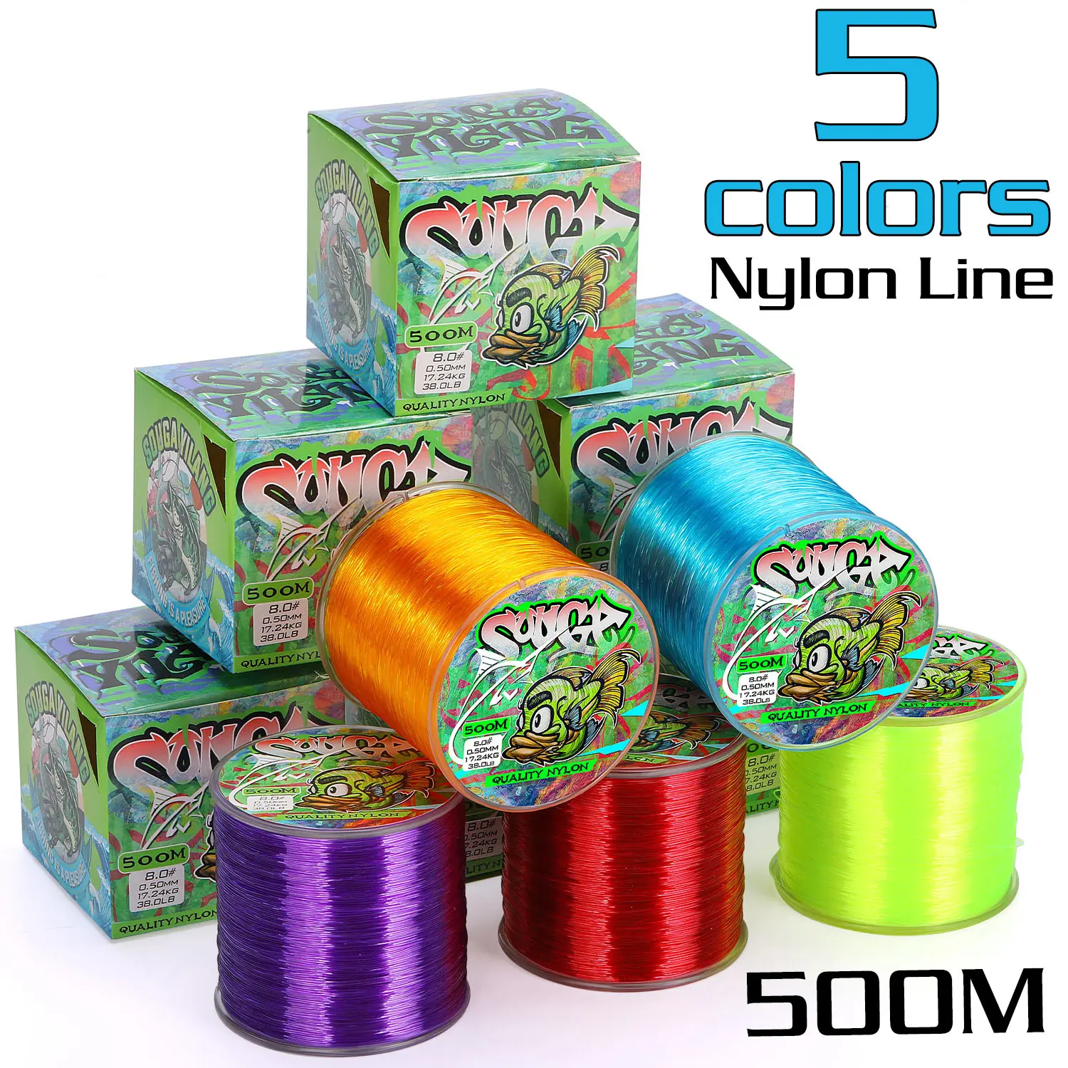 Sougayilang-sedal de pesca de nailon, monofilamento duradero de 500mm-0,14mm, sedal de fundición suave, aparejos de pesca, novedad, 0,50 m - imagen 3