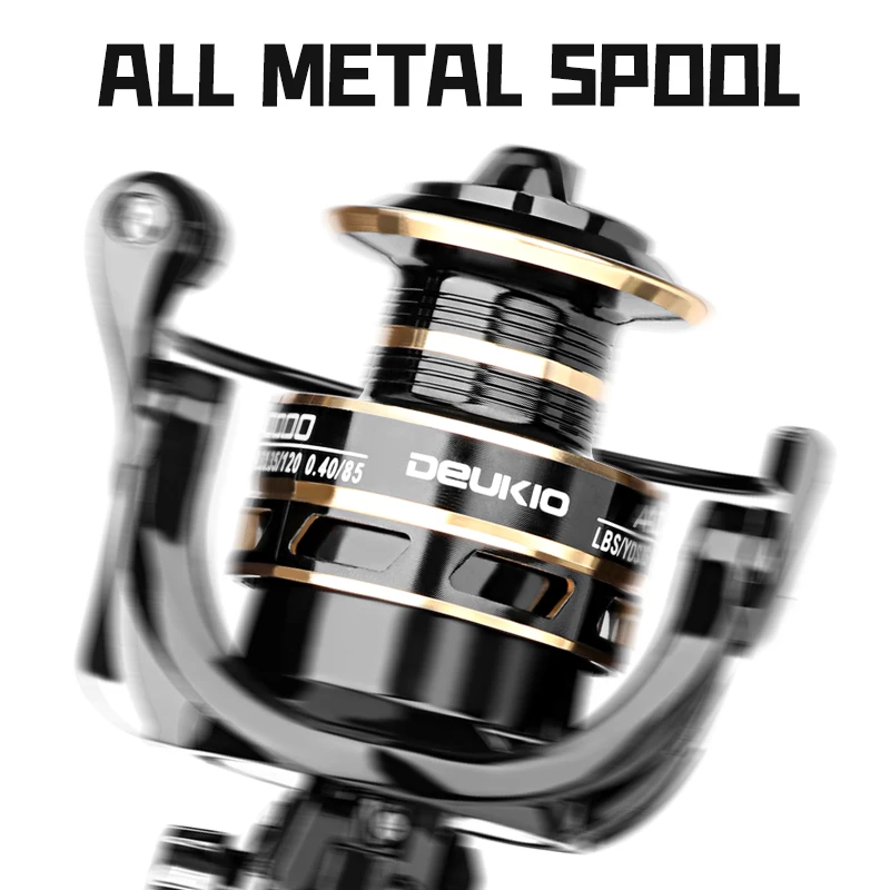DEUKIO-Carrete de pesca giratorio 5,2: 1, bobina de Metal con mango de plantilla marina, Carrete de carpa - imagen 3
