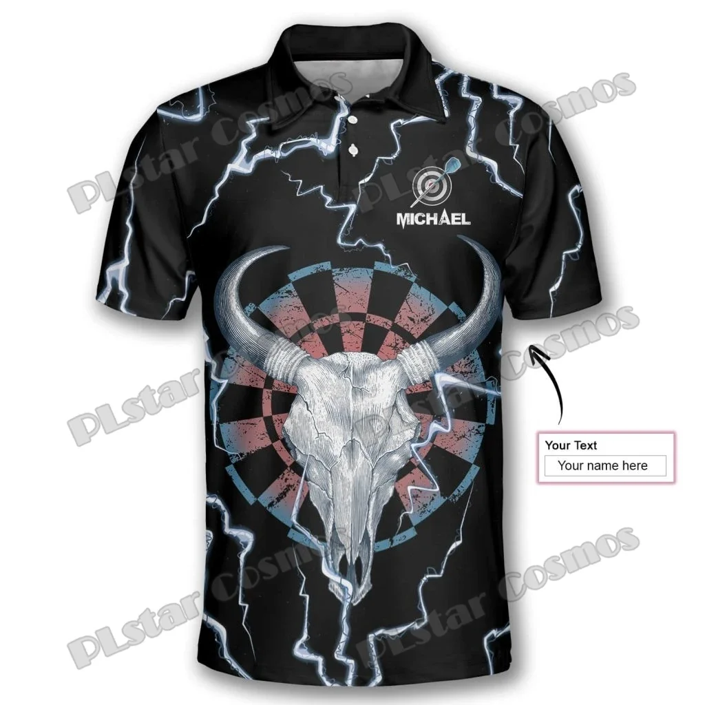Bullseye Thunder Skull Camiseta polo casual premium 3D impresa - imagen 3