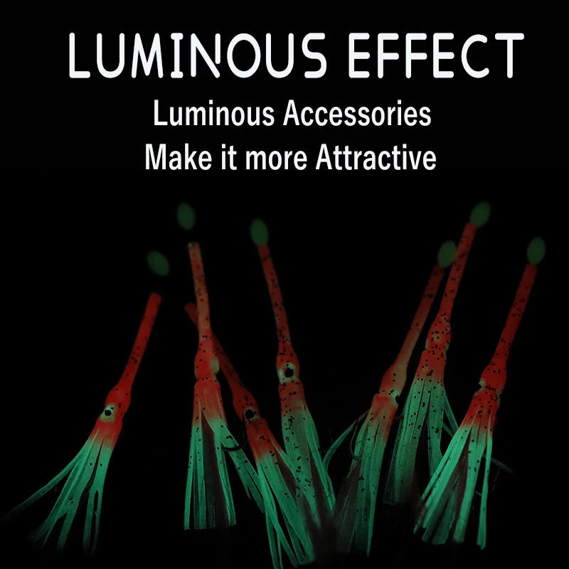 Cebos blandos para pesca en agua salada, cebos Sabiki de anguila con peces pequeños blancos, cuerda de camarón, aparejos Sabiki, 1/0 #, 5 unidades por lote - imagen 5