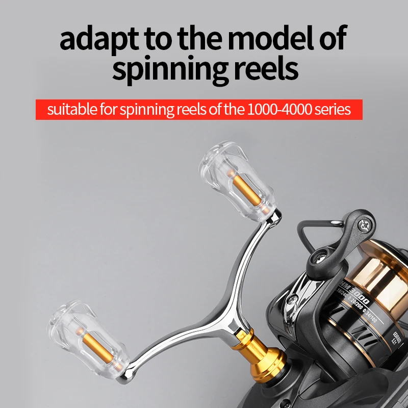 Carrete de pesca giratorio LINNHUE 1000-4000, mango de repuesto, doble agarre hueco, aleación de aluminio, mango plegable de varios colores - imagen 2