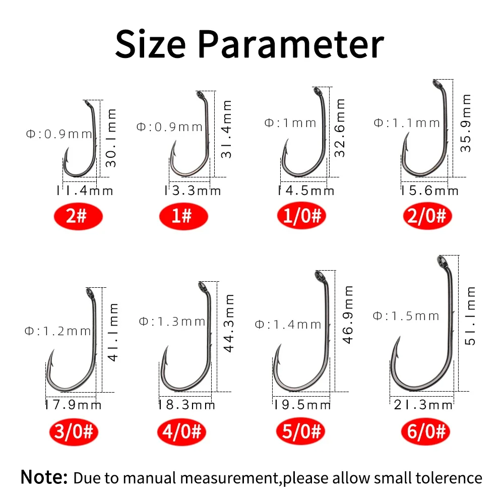 Anzuelo de cebo de acero con alto contenido de carbono, aparejo de pesca de agua salada, Punta Offset de níquel negro, 50 piezas, 12 #-6/0 - imagen 2