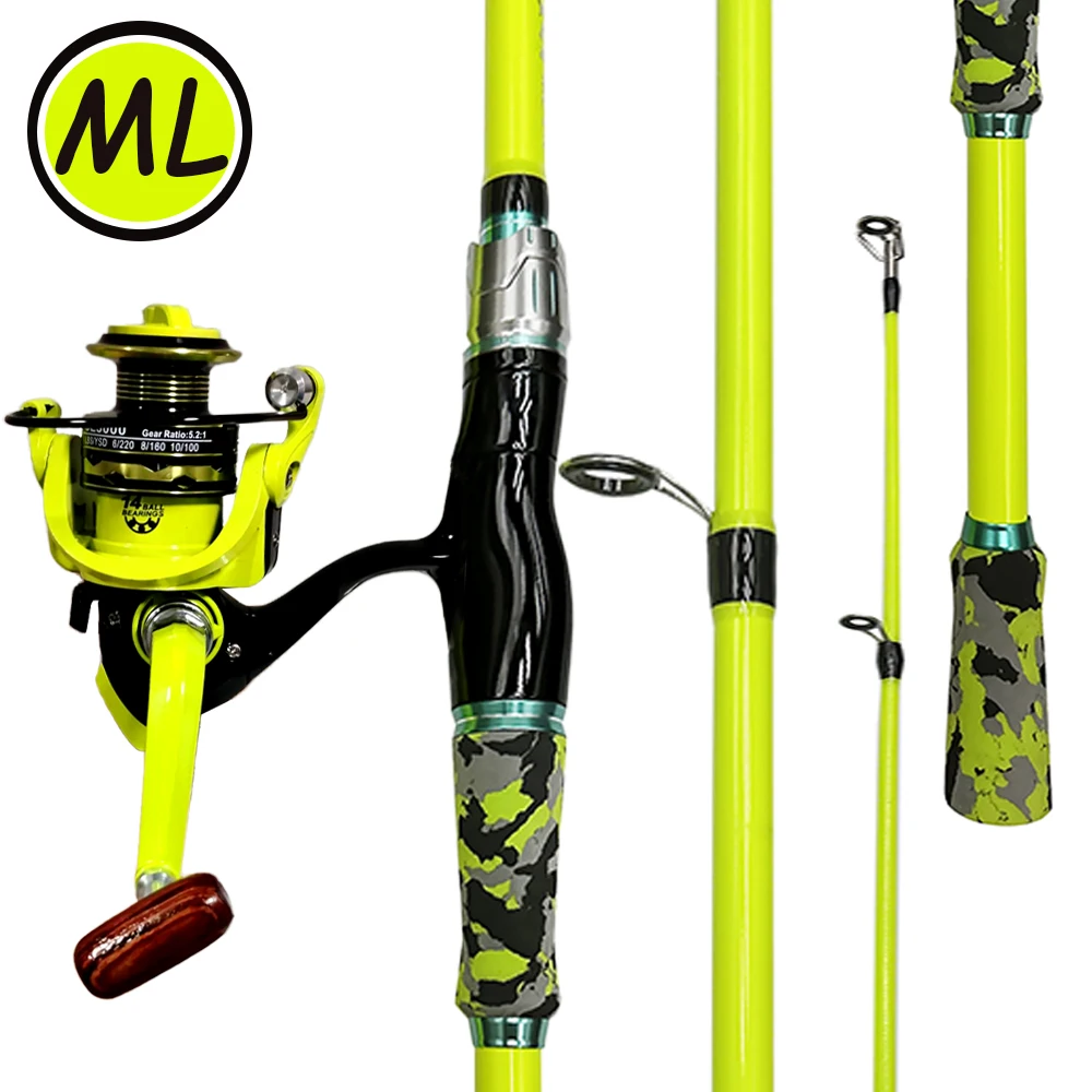 Combo de caña de pescar y carrete giratorio, 4/5 secciones, peso del señuelo 3,5g-14g, serie 2000/3000 para Lucio, carpa, Jigging, deportes al aire libre - imagen 5