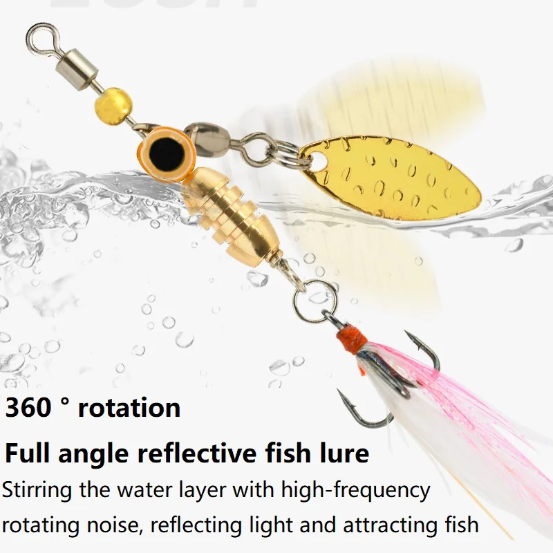 Señuelo de Pesca giratorio, cebo duro de Metal con lentejuelas, anzuelos de plumas, 3,5g/4,5g/7g/9g/12g, 1 unidad - imagen 4
