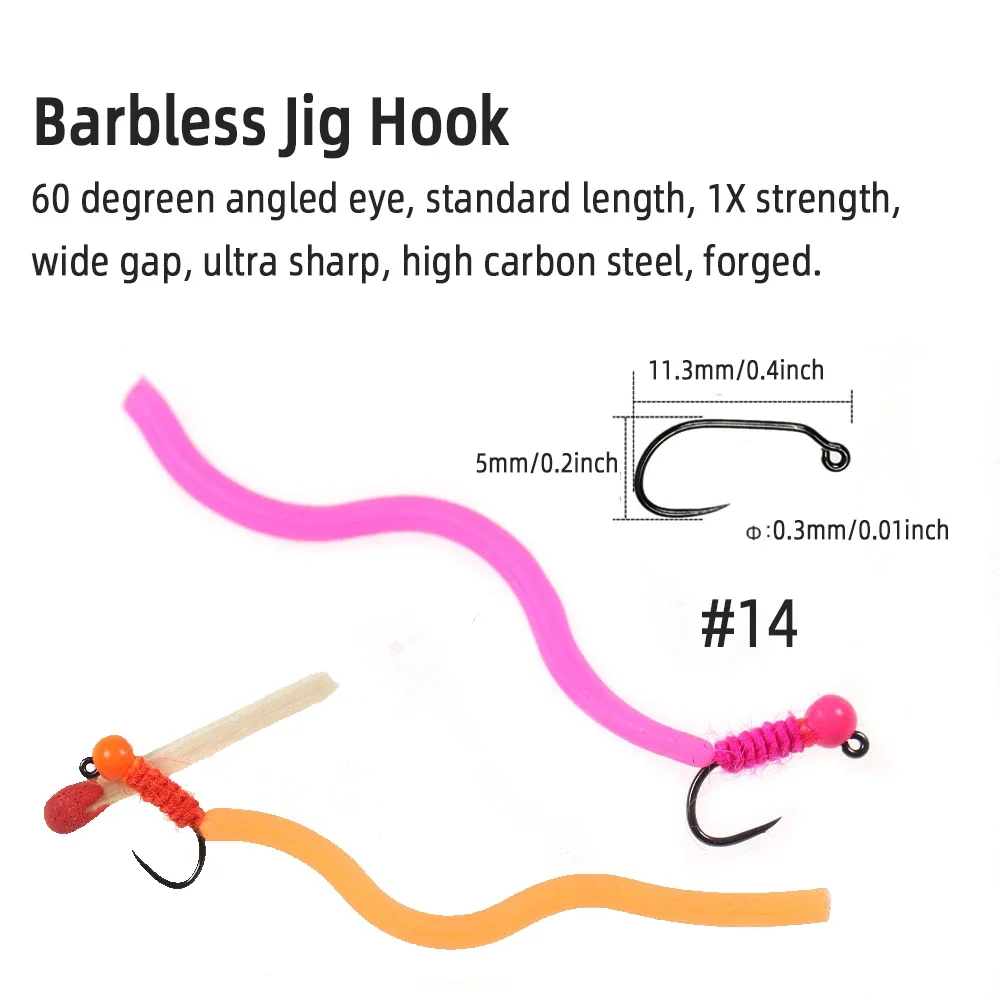 WIFREO 6 uds cabeza de cuentas de tungsteno gusanos de San Juan mosca trucha tipo Crappie cebo de pesca con mosca señuelos artificiales gusano de tierra - imagen 4