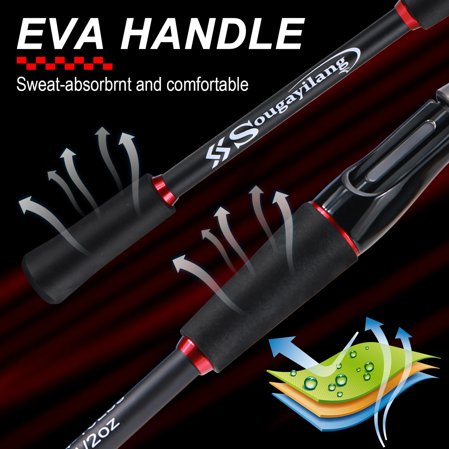 Caña de pescar de carbono ultraligera Sougayilang, mango EVA, potencia de arrastre de 5kg, perfecta para lubina, carpa, Pesca de agua dulce y salada - imagen 4