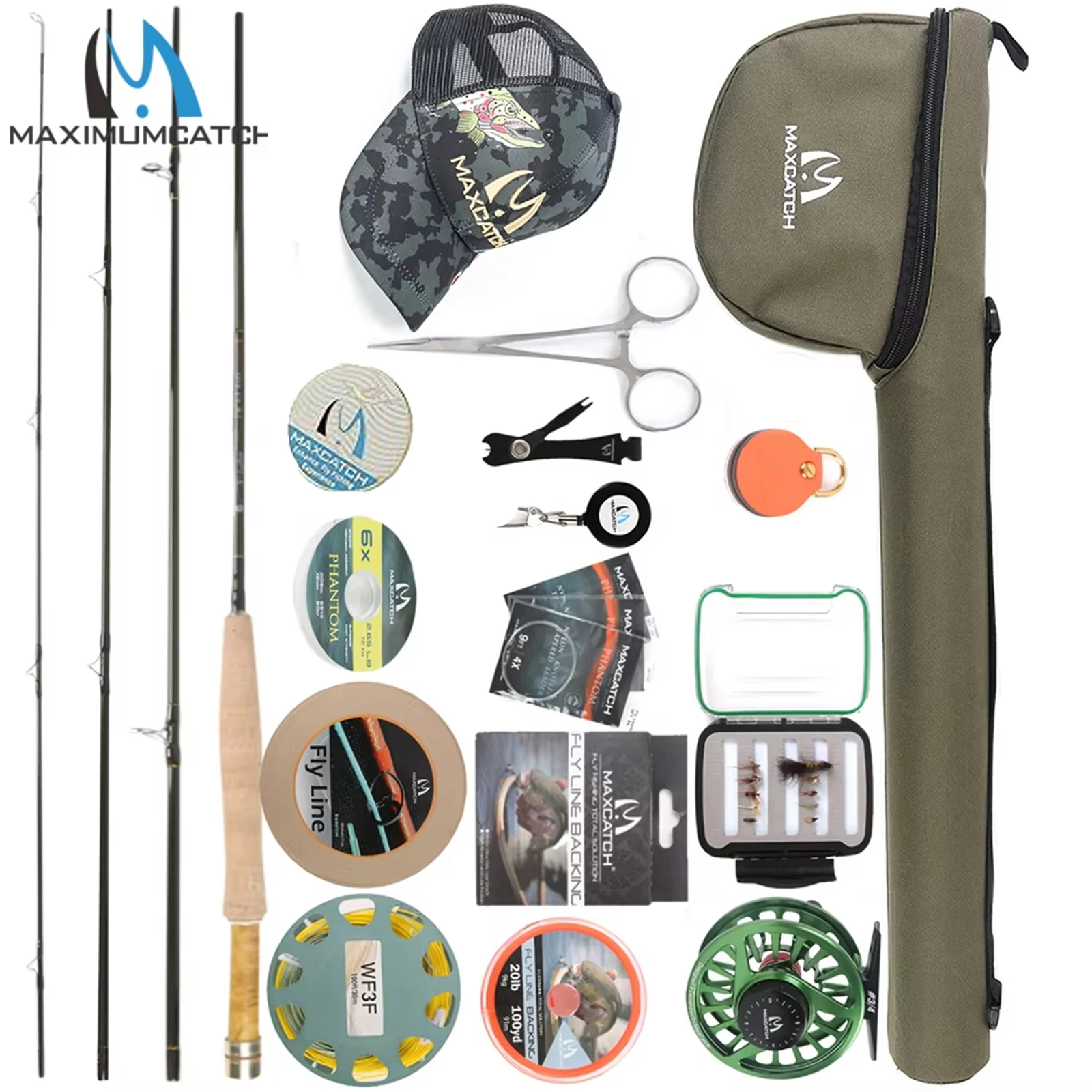 Maxcatch-Kit de carrete de caña de mosca con plumas en V, traje combinado de pesca con mosca ligero de 2/3WT para principiantes de trucha Small Stream Creek - imagen 2