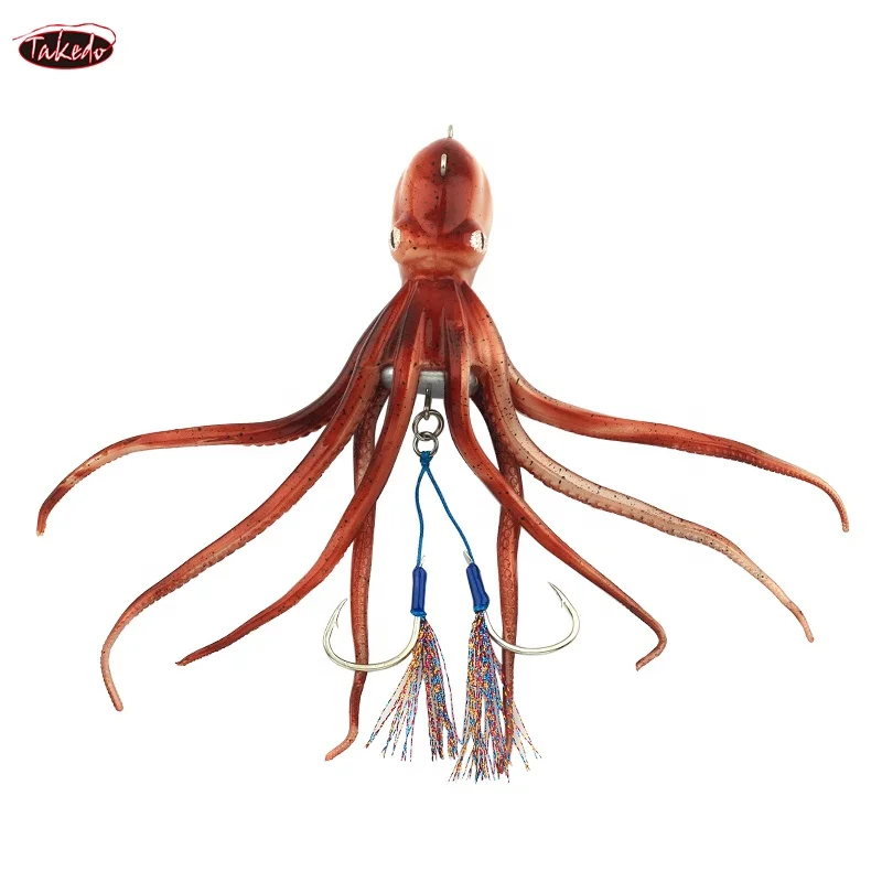 TAKEDO MY14 180G 200G 250G 300G inyección de tinta pulpo señuelo de pesca de aguas profundas pesca Trolling señuelo luminoso TPR pulpo cebo para atún - imagen 5