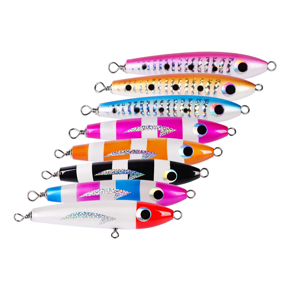 Señuelos de pesca Popper grandes de madera, 215mm, 60,5g, Twitch Wobbler, cebos duros artificiales, superficie de curricán de agua salada, Swimbait de agua superior - imagen 4