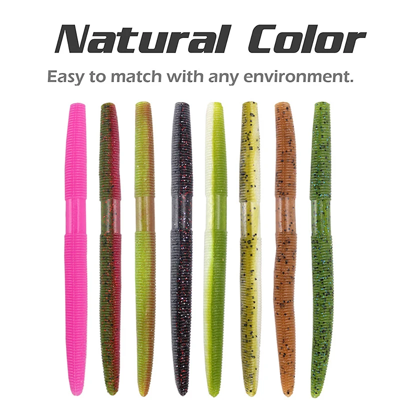 1 Uds gusanos señuelo de Pesca de lubina cebo Artificial de plástico suave Ned Wacky Rig Tpe flotante sin peso Leurre Souple Wobbler - imagen 4