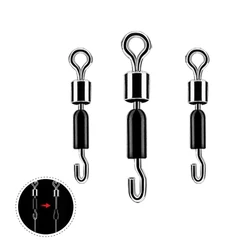 Anillo sólido giratorio de rodamiento de bolas, Conector de pesca, anzuelos de pesca de barco oceánico, Conector de enlace rápido, 30 unids/lote