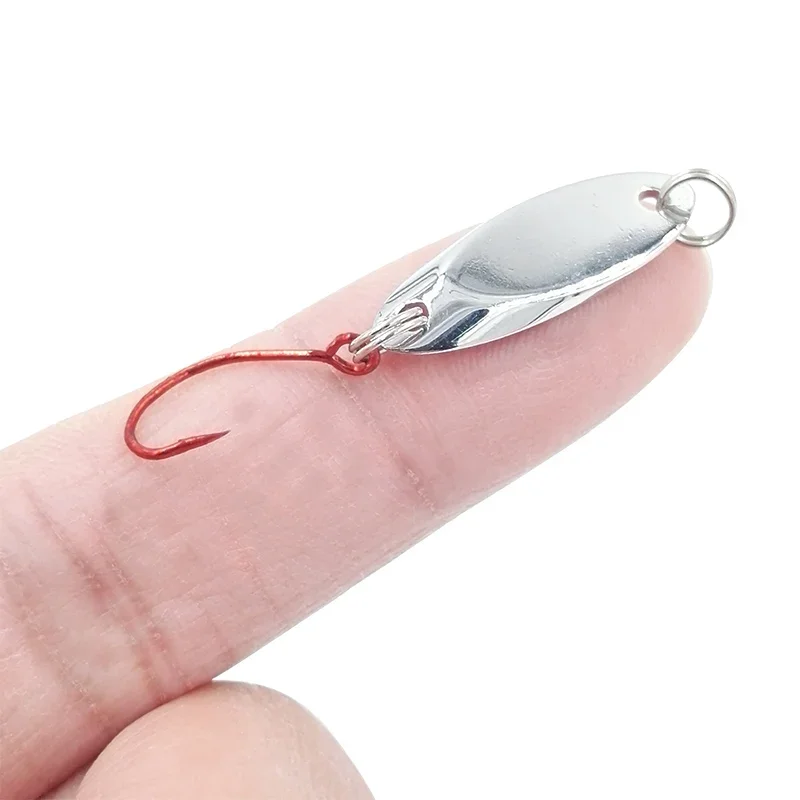 OUTKIT-cuchara de Pesca de cobre, 1 Uds., 2/3/5g, Metal con gancho individual rojo, señuelo de Pesca, aparejos de Pesca, carpa, Isca, pescado Artificial - imagen 2