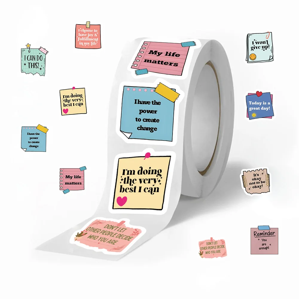 500 uds/rollo de pegatinas de idioma motivacional, Graffiti impermeable, teléfono, portátil, equipaje, guitarra, cuaderno, pegatinas de dibujos animados, juguetes para niños - imagen 2