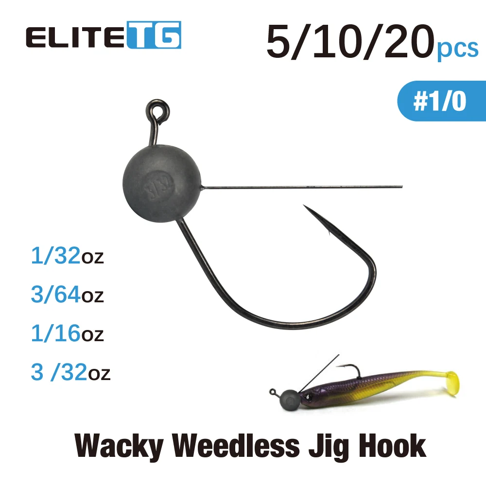 Elite TG-anzuelos de pesca de lubina, anzuelos locos sin malezas, cabezales de plantilla de aparejo loco/Texas, gusanos blandos, Jigging Wrasse, señuelo de pesca Bluegill - imagen 5