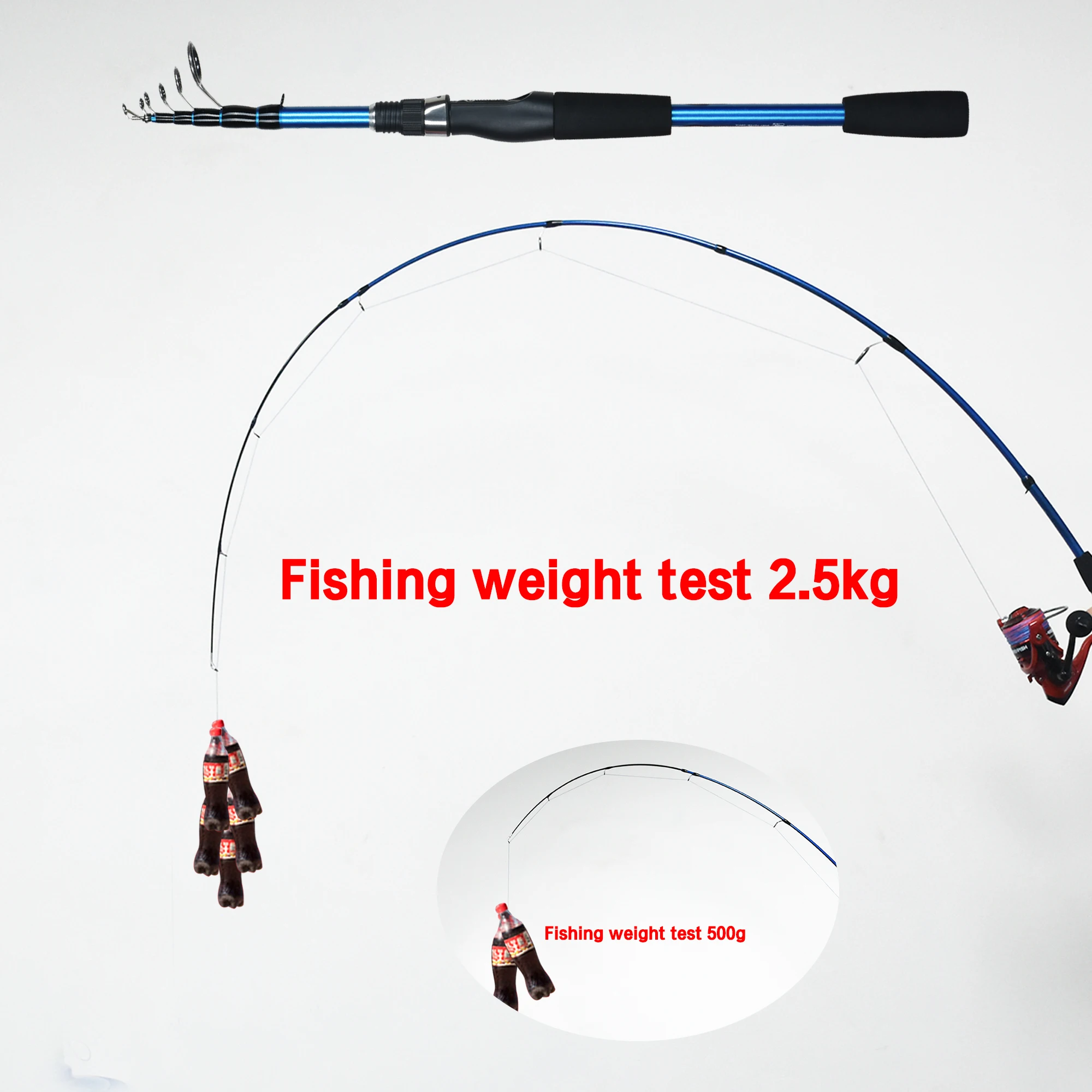 BIUTIFU-Mini caña de pescar telescópica giratoria, 1,8/2,1/2,4 m, para viajes, 3-30g, señuelo de carbono ultraligero, caña para trucha - imagen 5