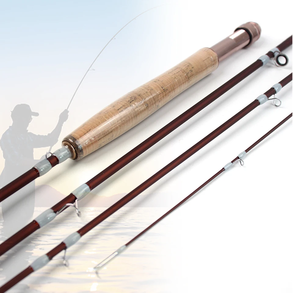 Esta caña de pescar con mosca de cuatro secciones combina características ligeras y prácticas, hace un trozo profesional de aparejos de pesca.