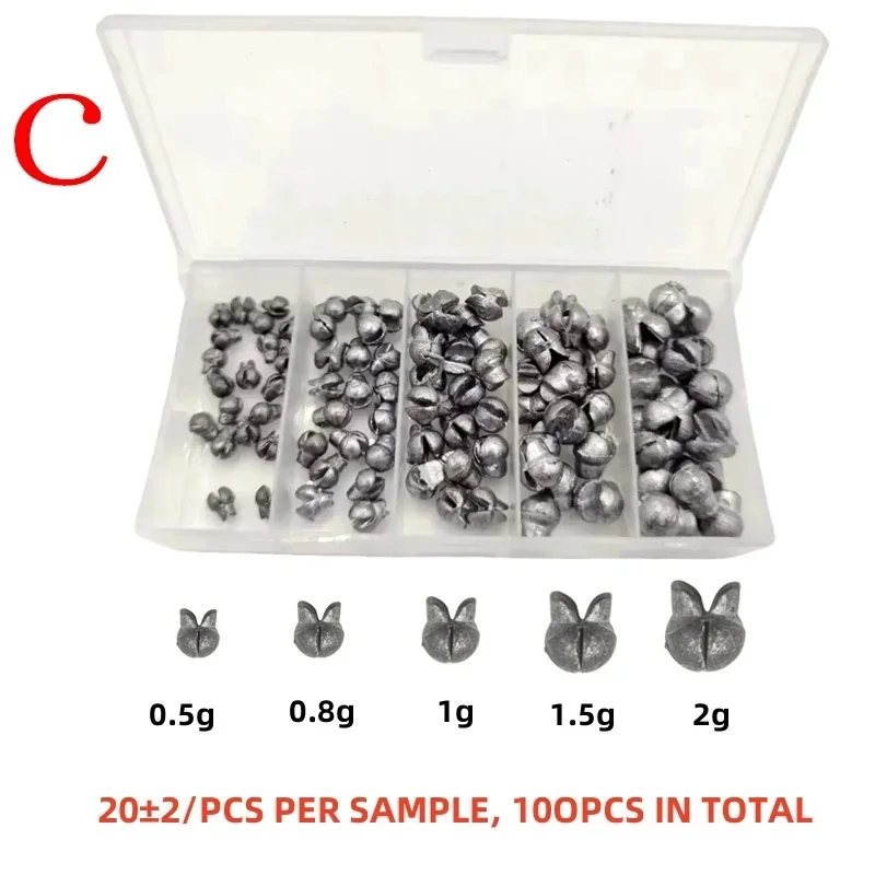 Delysia King 100 unids/caja de pesca redonda bifurcada apertura clip plomo accesorios de pesca - imagen 4