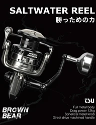 TSURINOYA BROWN BEAR 3000 4000 5000 carrete giratorio de Metal completo 8kg/12kg carrete de Jigging de agua salada pesca en el mar con curricán rueda de carpa