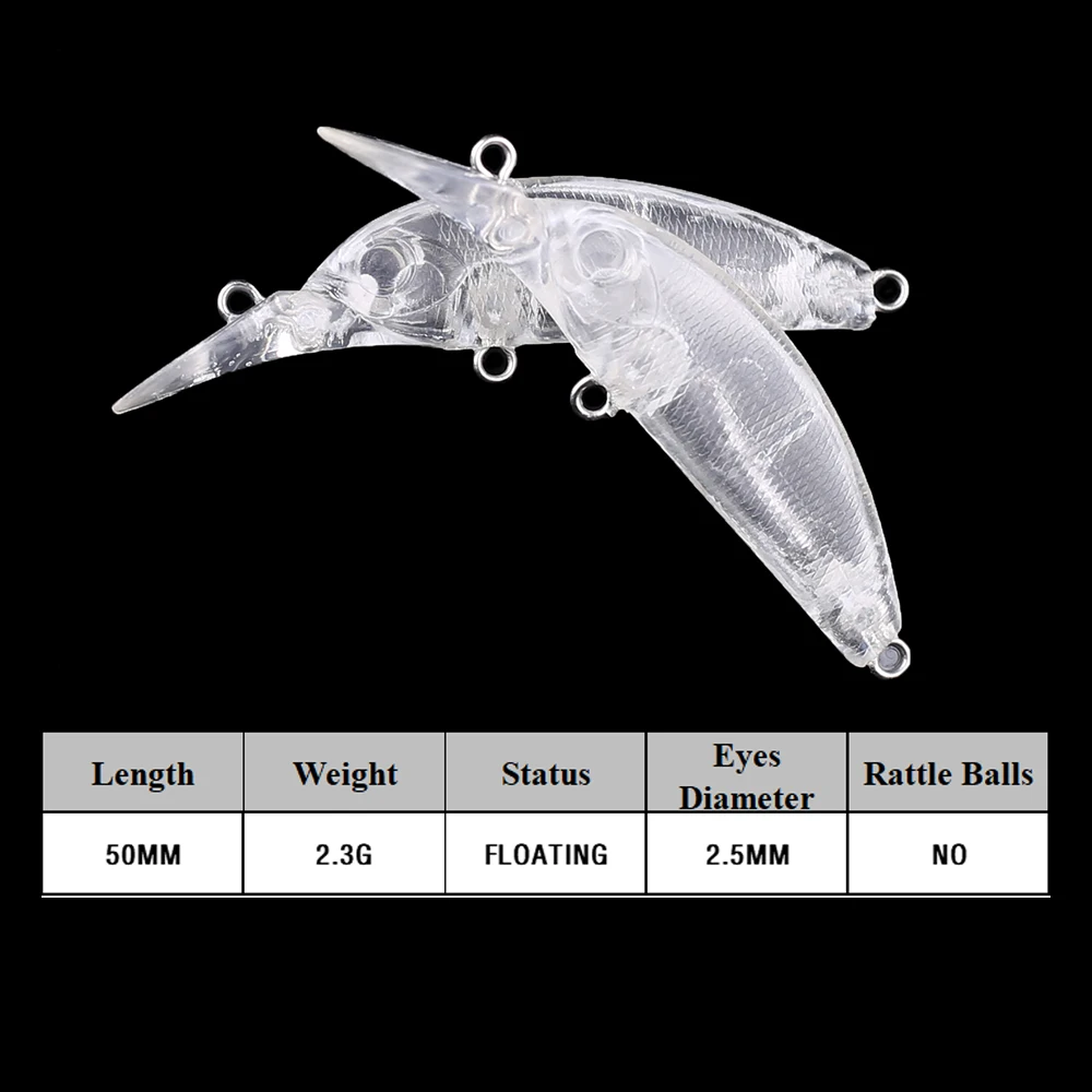 Chan'sHuang 30 Uds. Cebo en blanco sin pintar 5cm 2,3g silencioso buzo poco profundo Mini pececillo DIY hecho a mano aparejos de señuelo de pesca Artificial - imagen 2