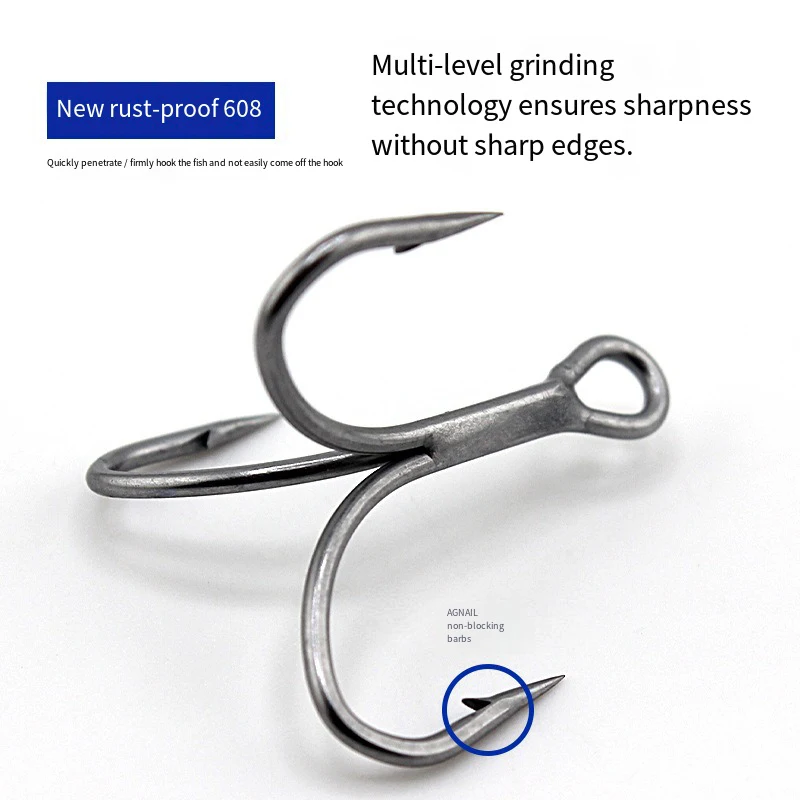 Anzuelos triples de pesca, 10 Uds., anzuelos de pesca de agua salada, Crankbaits Spinners, anzuelo de pesca de repuesto, señuelos duros, trucha, atún, salmón - imagen 3