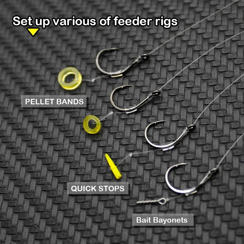 300 Uds aparejos de pesca de carpa funda de gancho alimentador funda antienredos para aparejo de pelo de pesca de carpa apto con gancho alimentador 6 8 10 12 - imagen 2