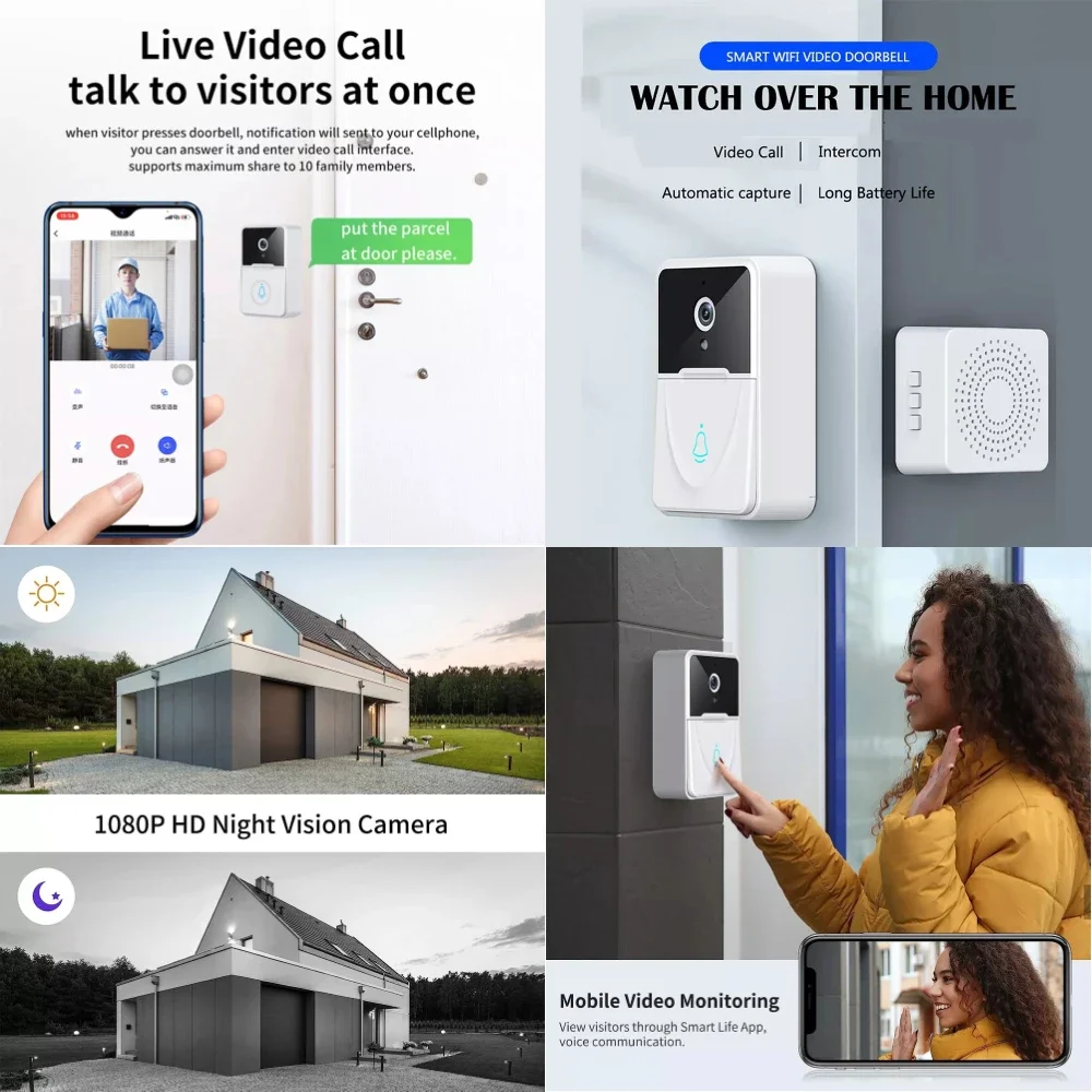 Timbre con cámara de vídeo WiFi, timbre con Audio de 2 vías, IA, detección humana inteligente, visión nocturna, almacenamiento en la nube, alerta en tiempo Real - imagen 5