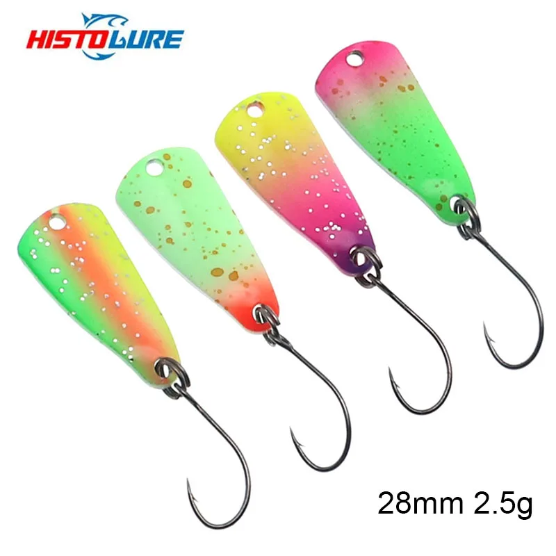 Cebo de cuchara para trucha, 2,5g, 28mm, cebo duro de Metal de cobre, Señuelos de pesca, cuchara de corriente para perca de trucha - imagen 5